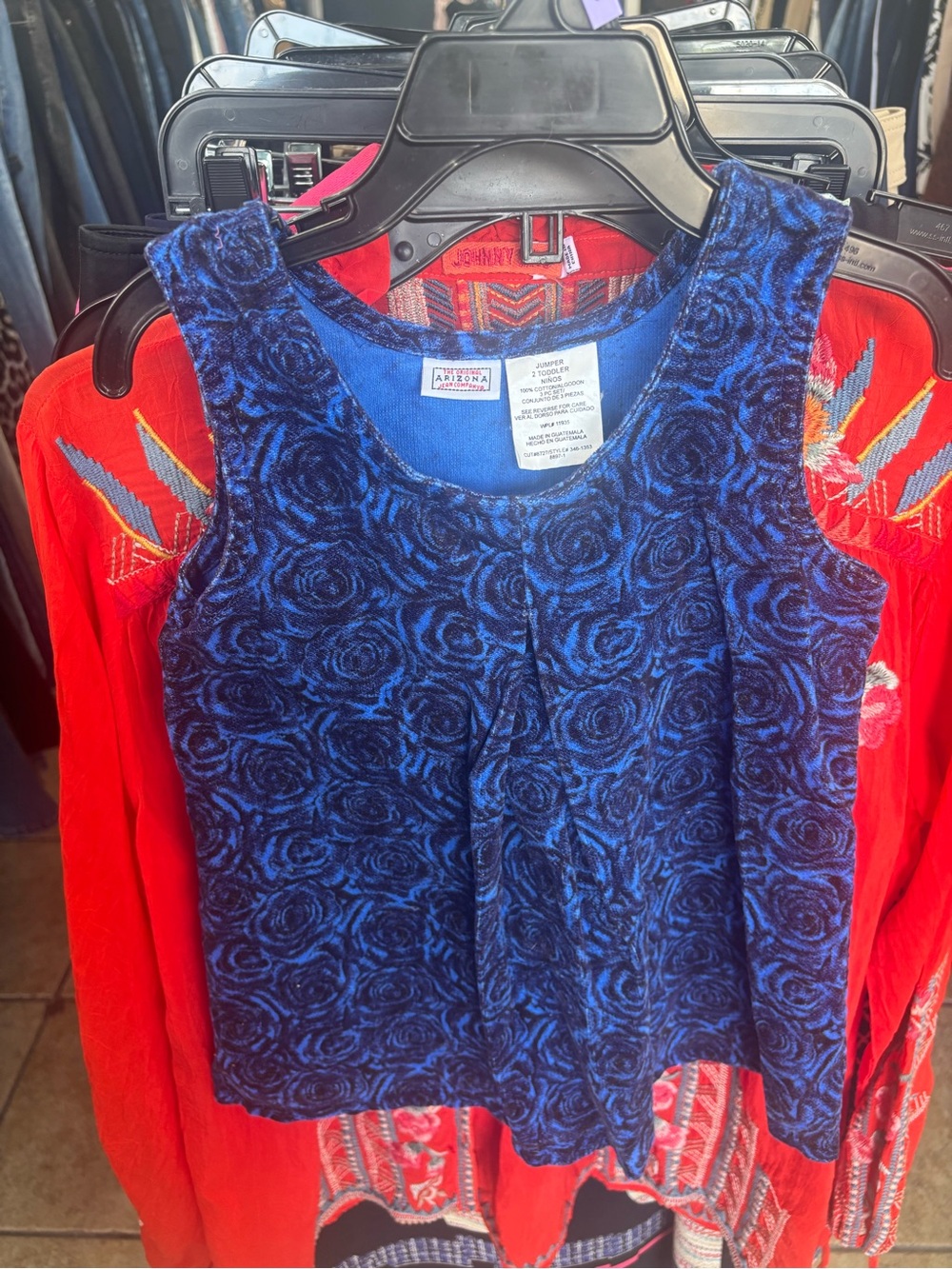 Vintage,Arizona Jean Company Navy Rose-Print Sleeveless dress
